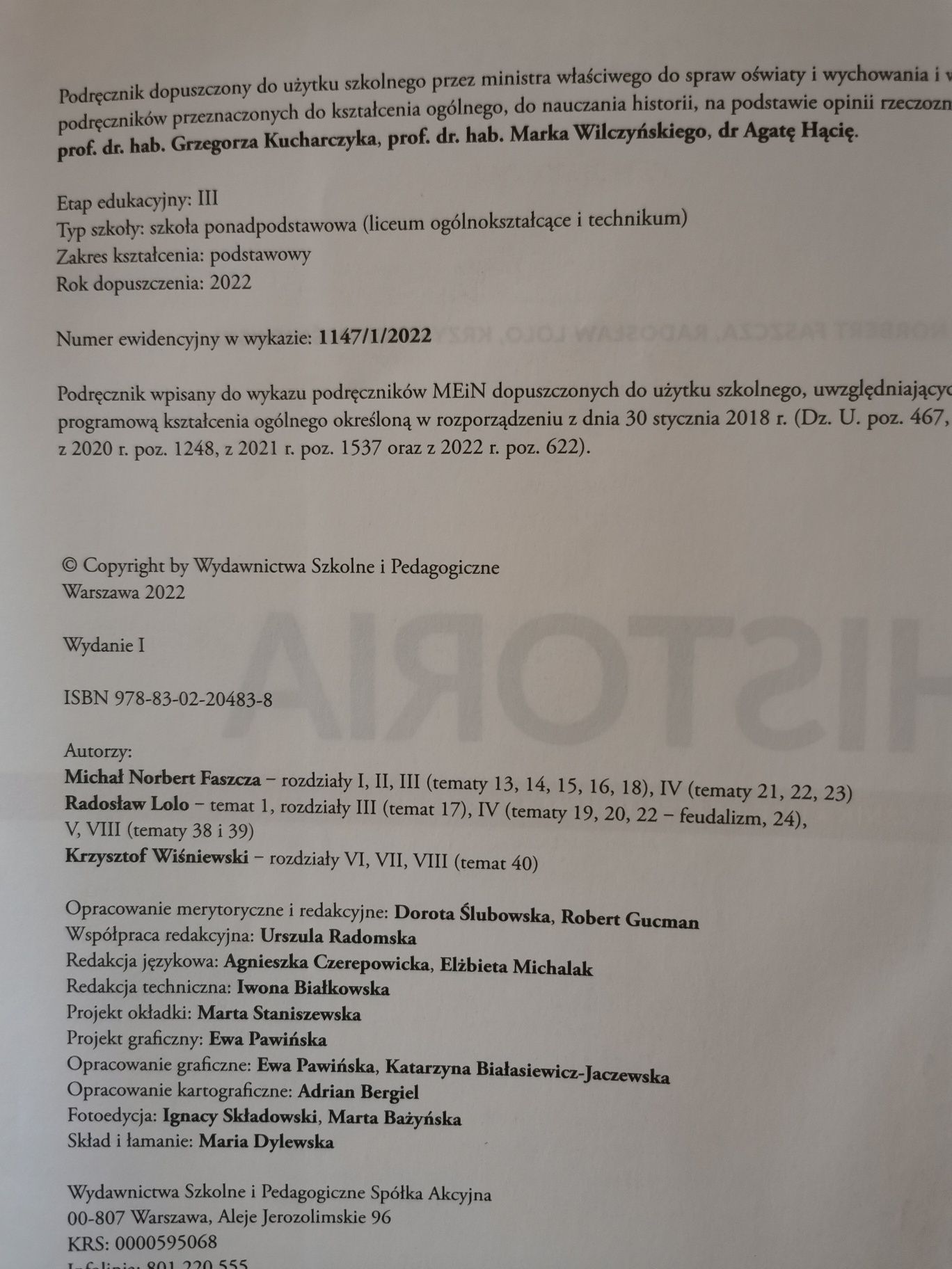 Podręcznik Historia 1, WSiP nowa edycja 2022