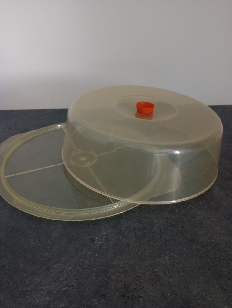 Duży pojemnik z tacą na tort/ciasto 33x11 cm