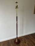 Lampa podłogowa drewniano-mosiężna retro Vintage mahoń 166cm