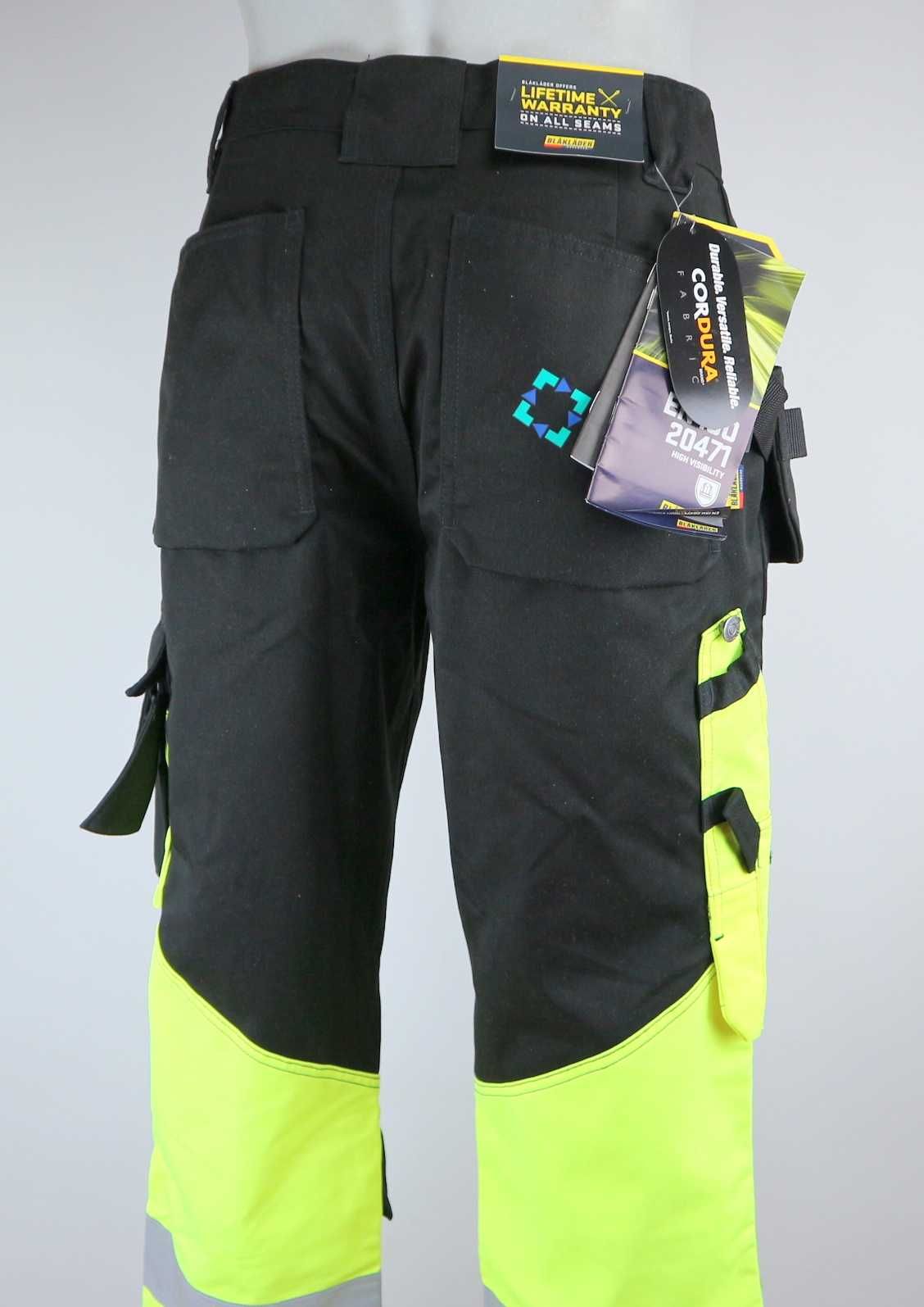 Blaklader HI VIS spodnie robocze ostrzegawcze W36 L30 pas 2 x 46 cm