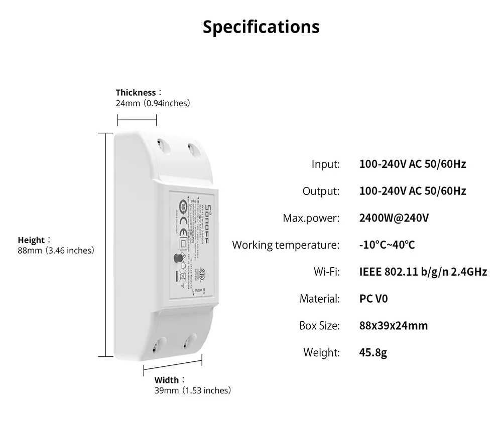 Sonoff Basic R4/Wi-Fi/ESP32 Chip/Switch/Реле/Таймер"ITEAD"Розумний Дім