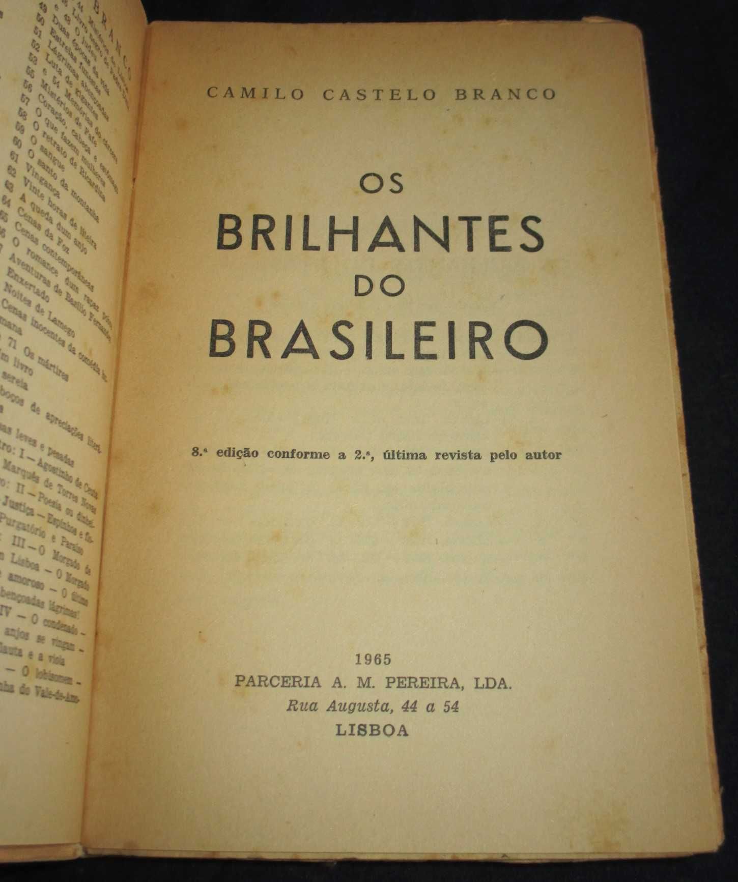 Livro Os brilhantes do Brasileiro Camilo Castelo Branco