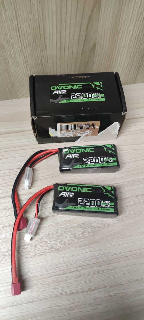 *2x Akumulator Ovonic 2200mAh 2S 7.4V LiPo 20C – jak nowe, RC dron aut