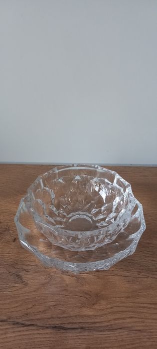 VINTAGE PRL UNIKATOWE kryształowe talerzyki miseczki patery 2 sztuki