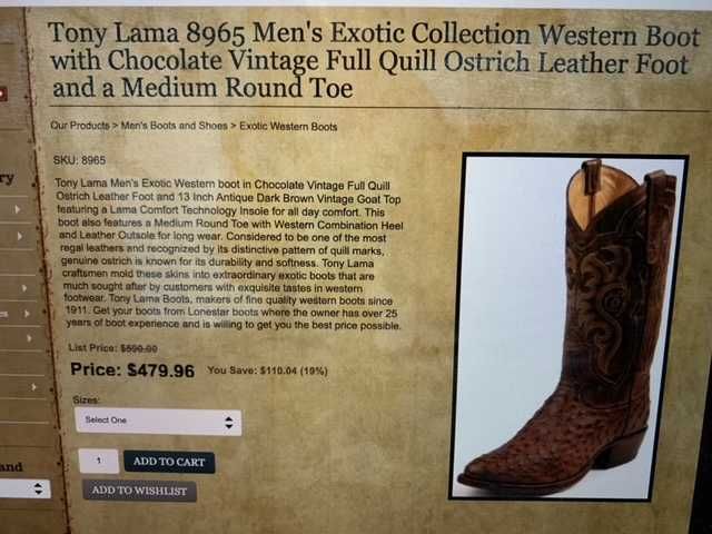 Ковбойские сапоги мужские из кожи страуса