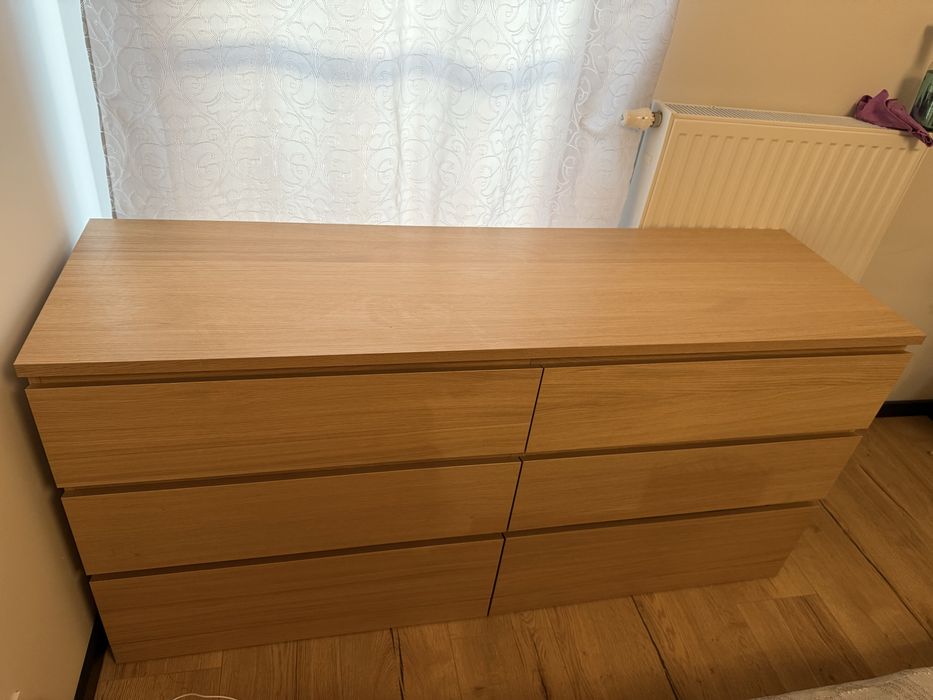 Komoda malm ikea 6 szuflad dąb