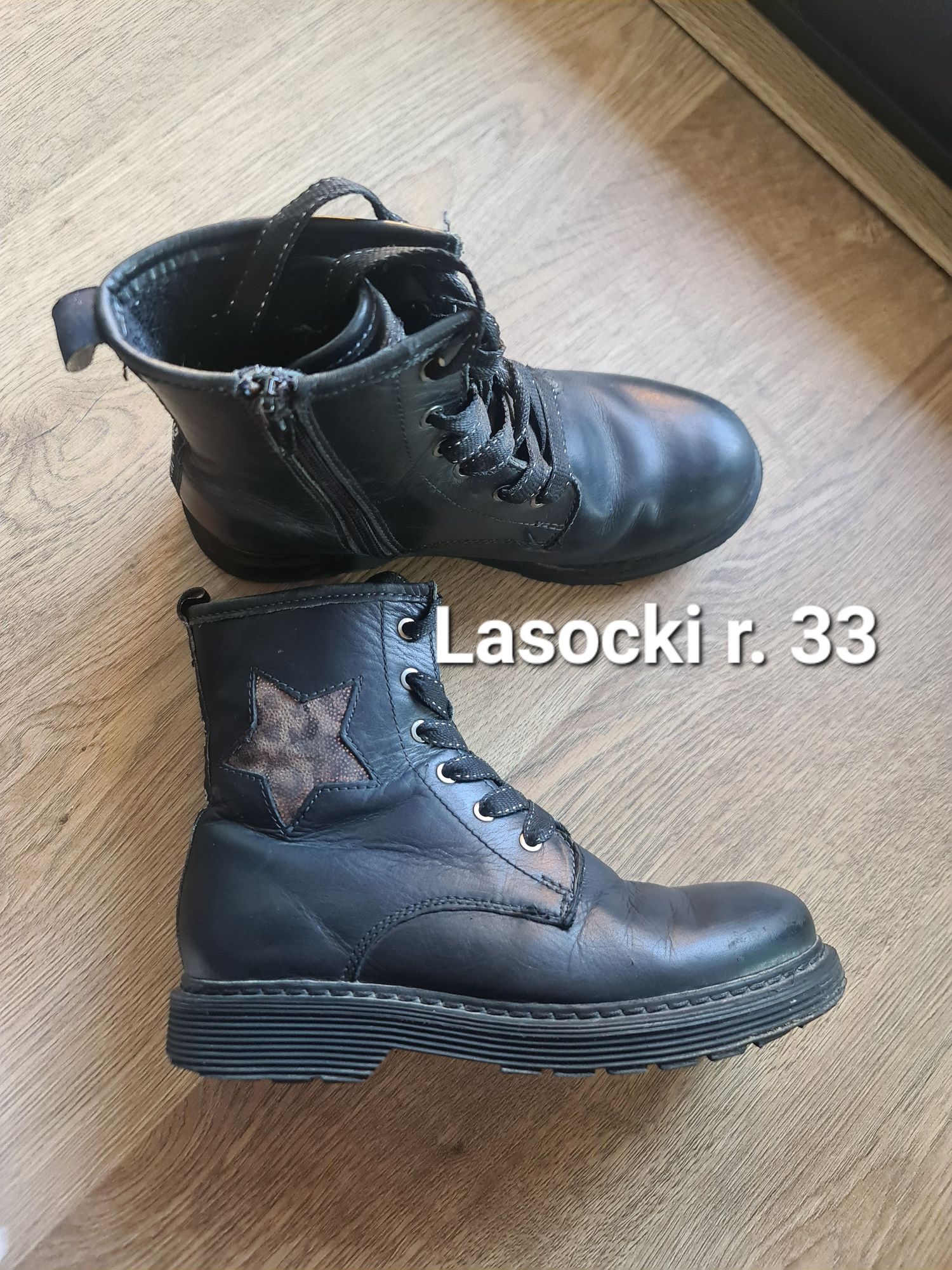 Skórzane botki Lasocki rozmiar 33 czarne buty za kostkę