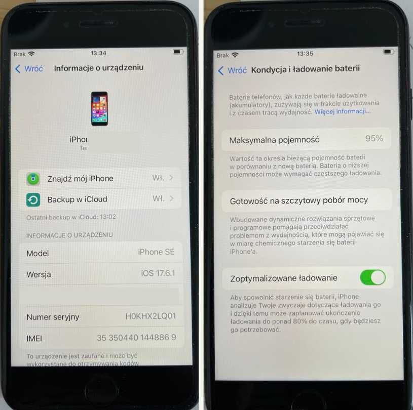 iPhone SE w idealnym stanie - 96% pojemoność baterii