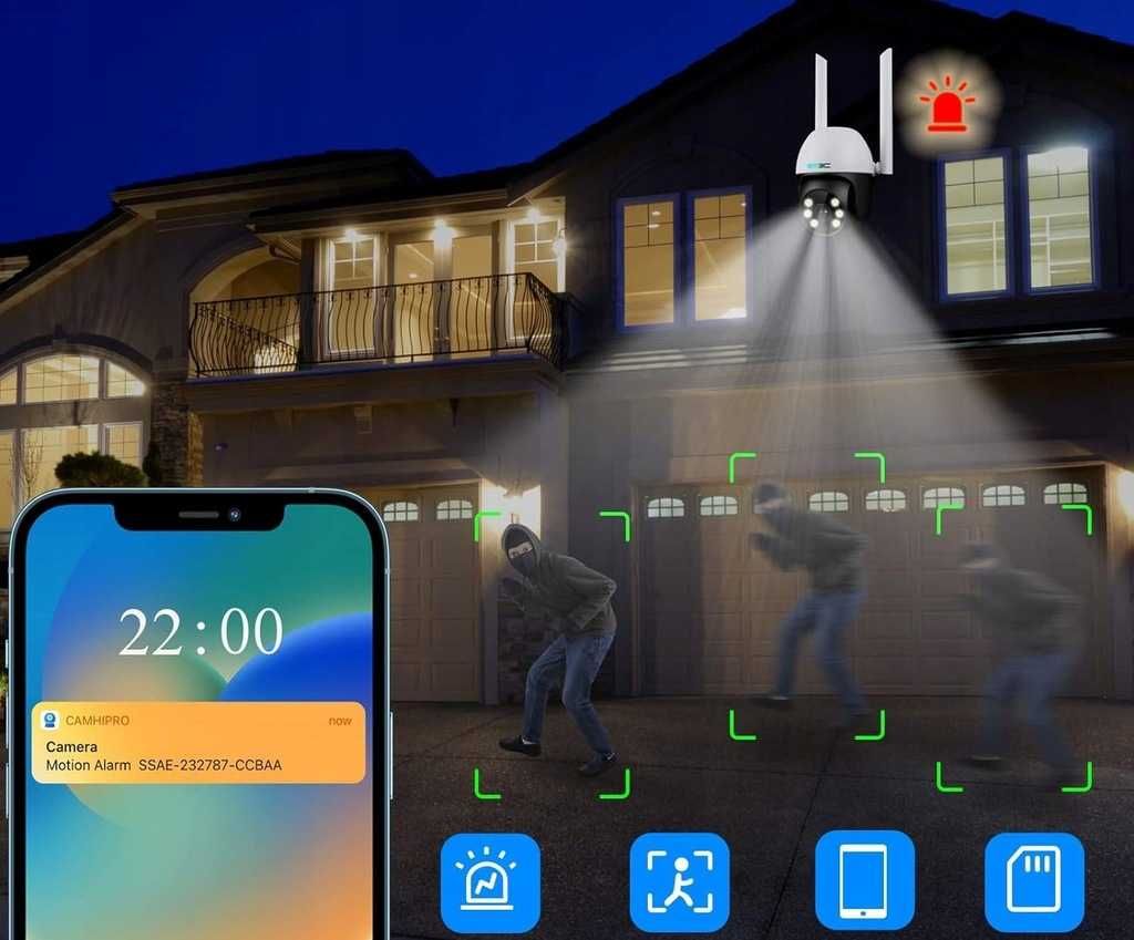 2x Zewnętrzna Kamera IP SV3C C13 PTZ 1080P Wi-Fi 2-kierunkowe