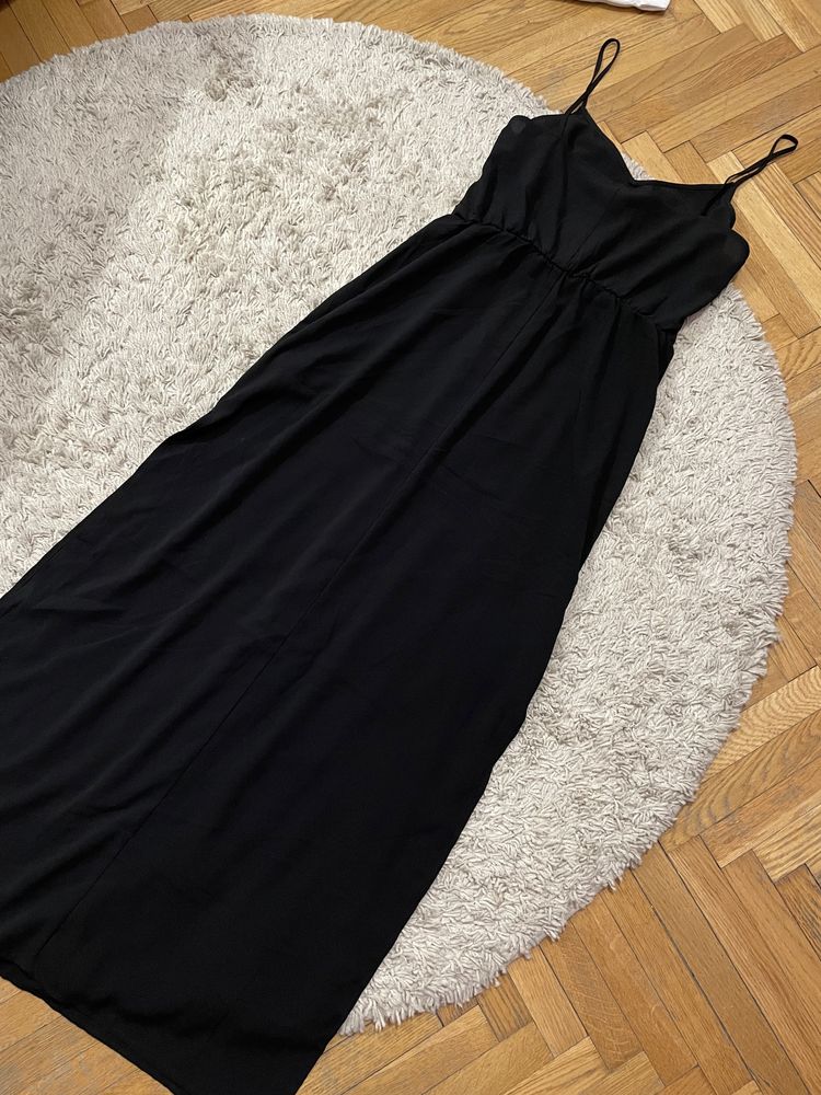 Sukienka czarna zwiewna H&M 38 basic długa maxi