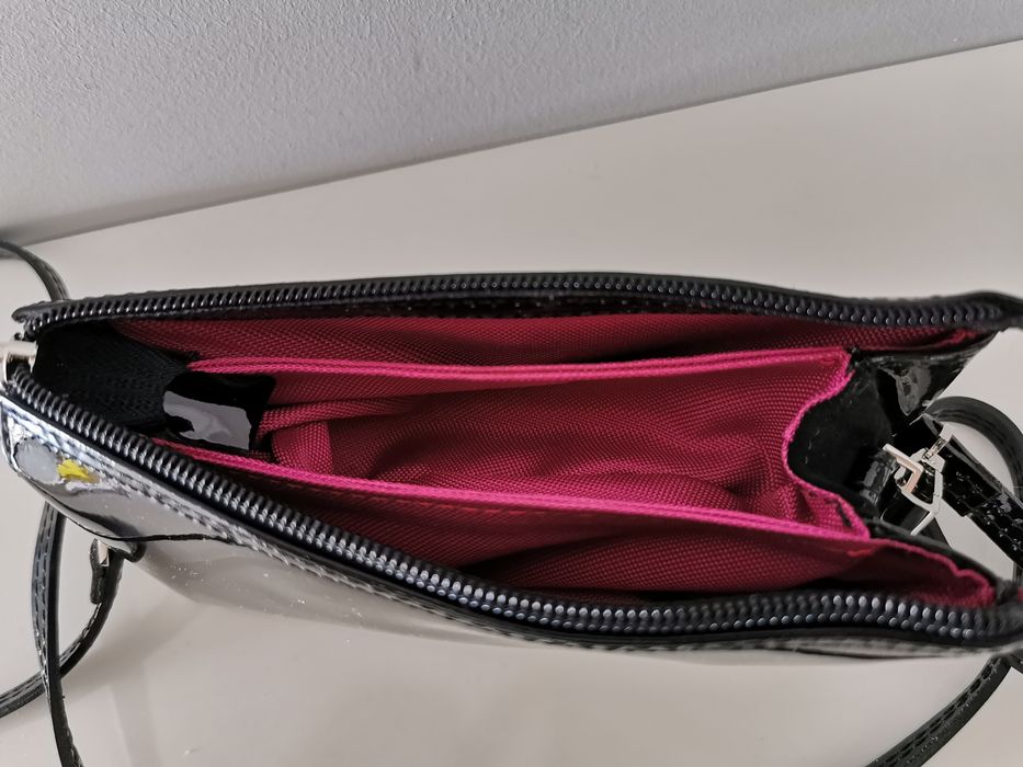 Mini torebka BATYCKI, kopertówka, czarna, połysk,