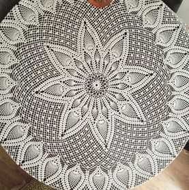 Niezwykły obrus szydełkowy handmade - Biały 190 cm