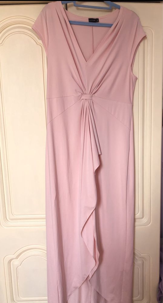 Długa letnia sukienka  40/42 L morelowa brudny róż midi  Body Flirt