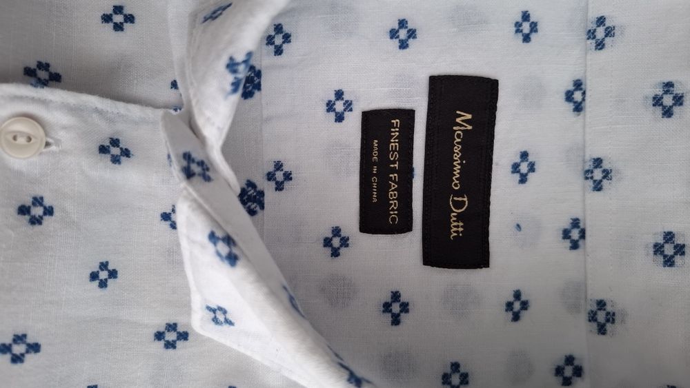 Massimo Dutti. Koszula męska taliowana. Len z bawełną.