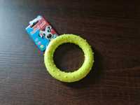 Zabawka dla psa gumowe kółko żółte 8cm 48tknzw