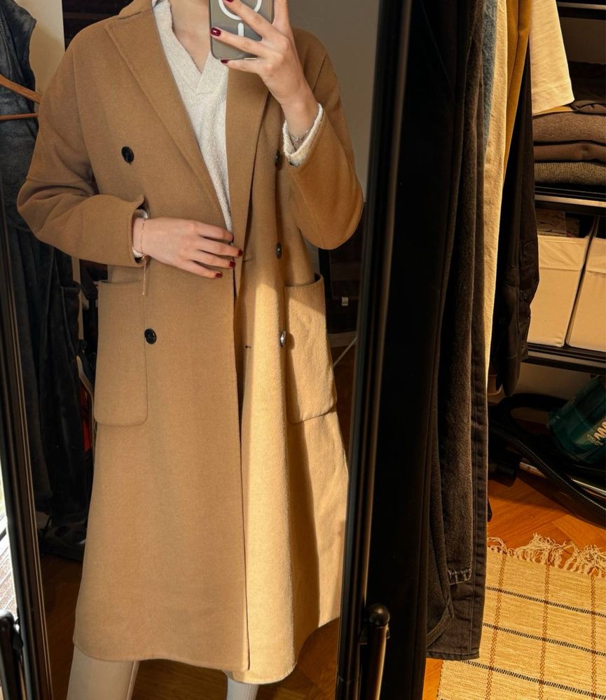 Пальто Zara, розмір хс-с, колір кемел