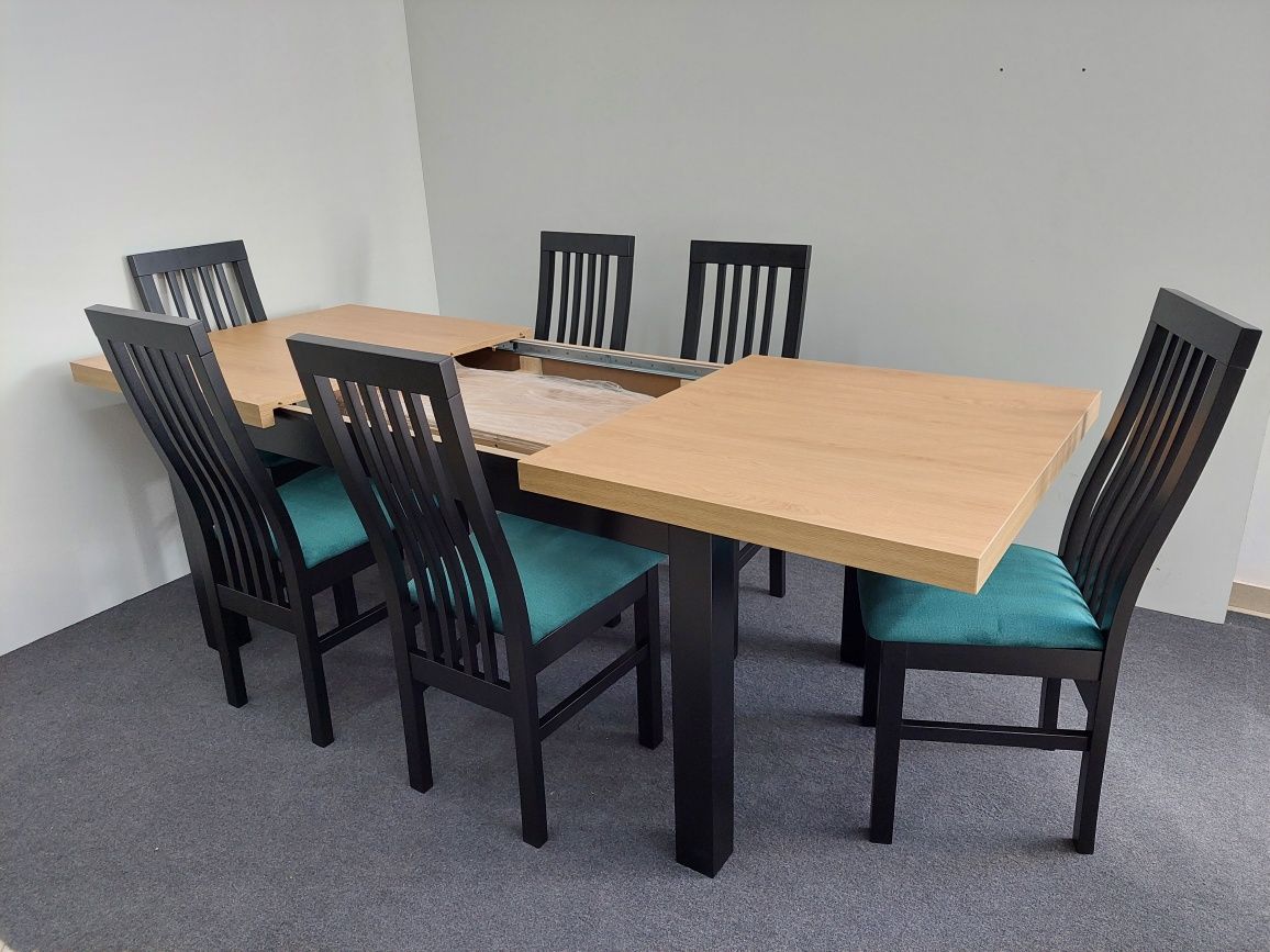 Zestaw Stół 160/220/90 + 6 drewnianych krzeseł producent