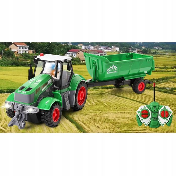 Traktor Z Przyczepą Zdalnie Sterowany Akumulator Ładowarka 9877-14
