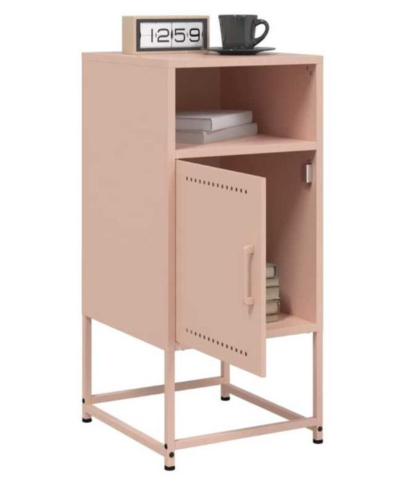 Szafki nocne, 2 szt., różowe, 36x39x78 cm, stal