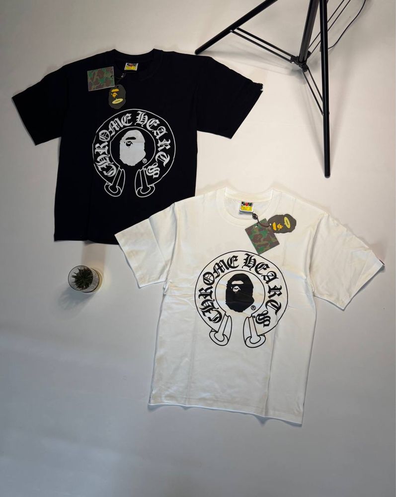 Футболка Bape Chrome Hearts/футболка бейп/футболка хром хардс бейп