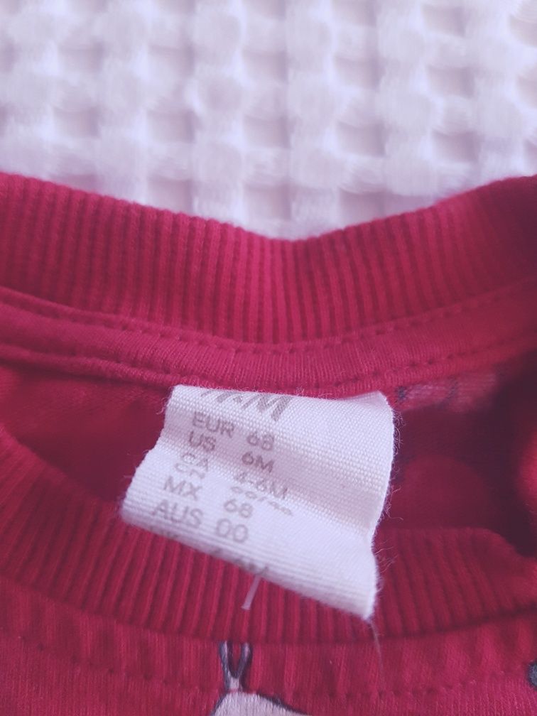 Dres komplet spodnie bluzka czerwony piżama  H&M 68 ideał