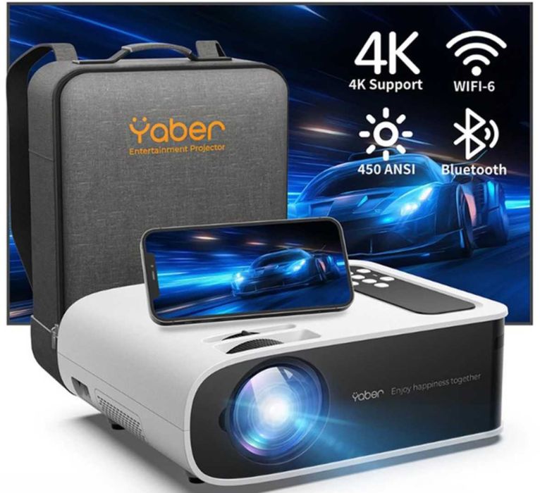 Домашній портативний проєктор YABER Pro V8 4K з Wi-Fi 6 та Bluetooth