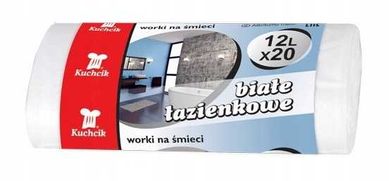 KUCHCIK worki na śmieci BIAŁE ŁAZIENKOWE 12Lx20 sztuk (2893)