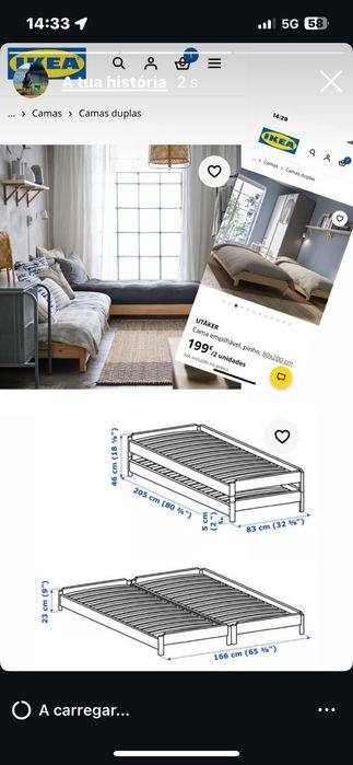 2 Camas empilháveis madeira Pinho Ikea