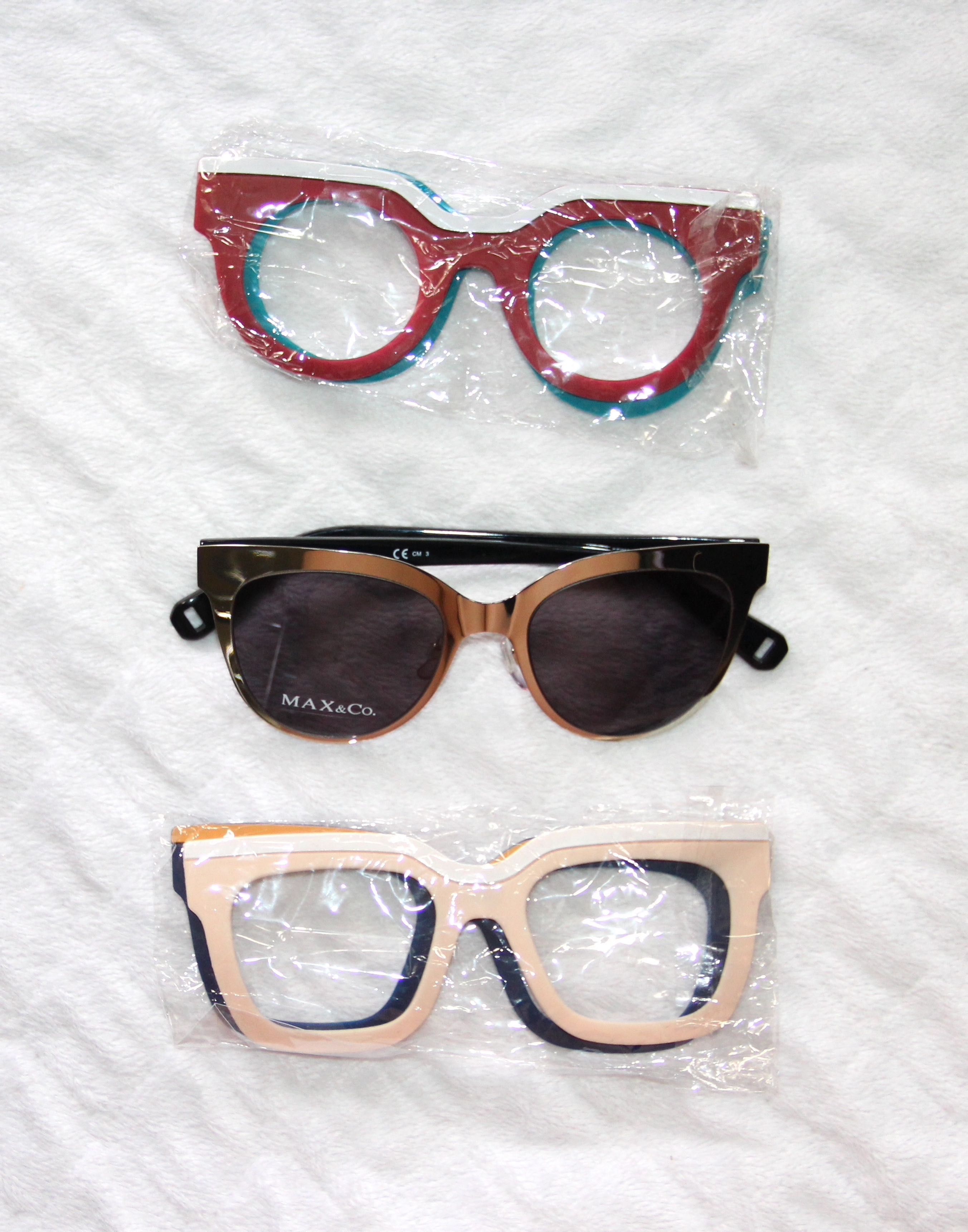 srebrne okulary przeciwsłoneczne max & co. z nakładkami ray ban