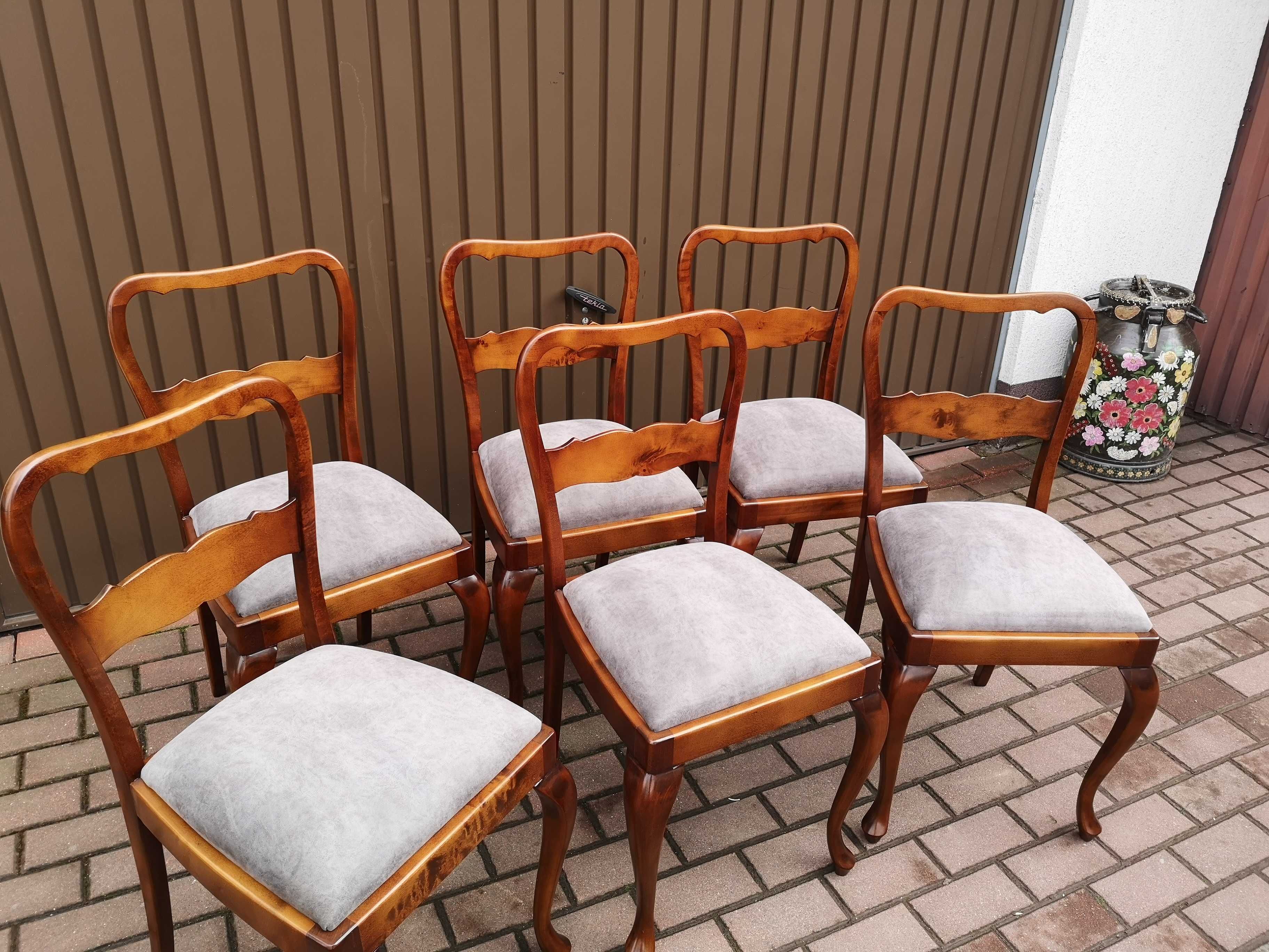 Krzesła Stare Antyk ART-DECO Komplet 6 Sztuk Po Renowacji.