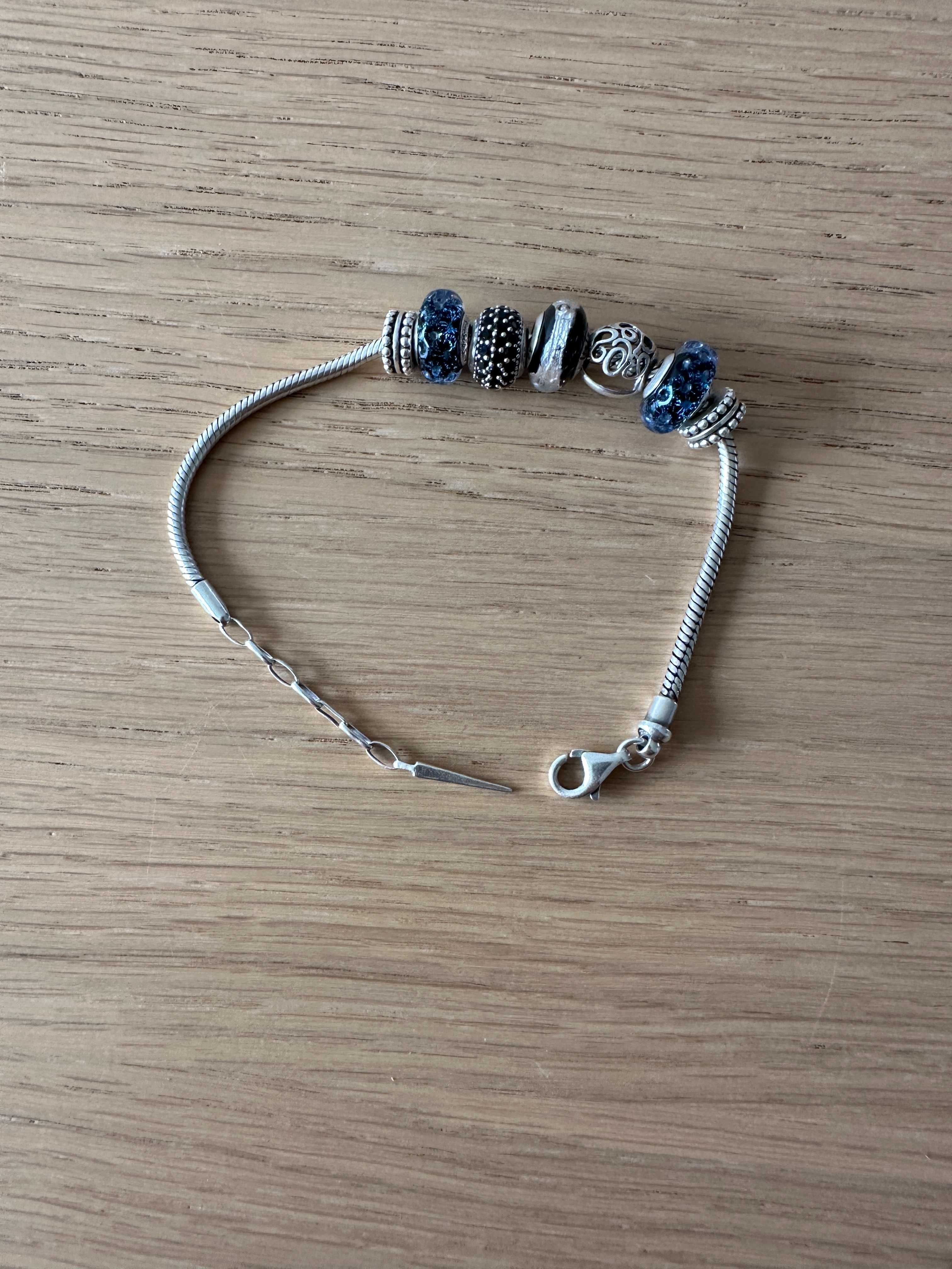 Bransoletka wężykowa charms Pandora srebro 925 modułowa beads