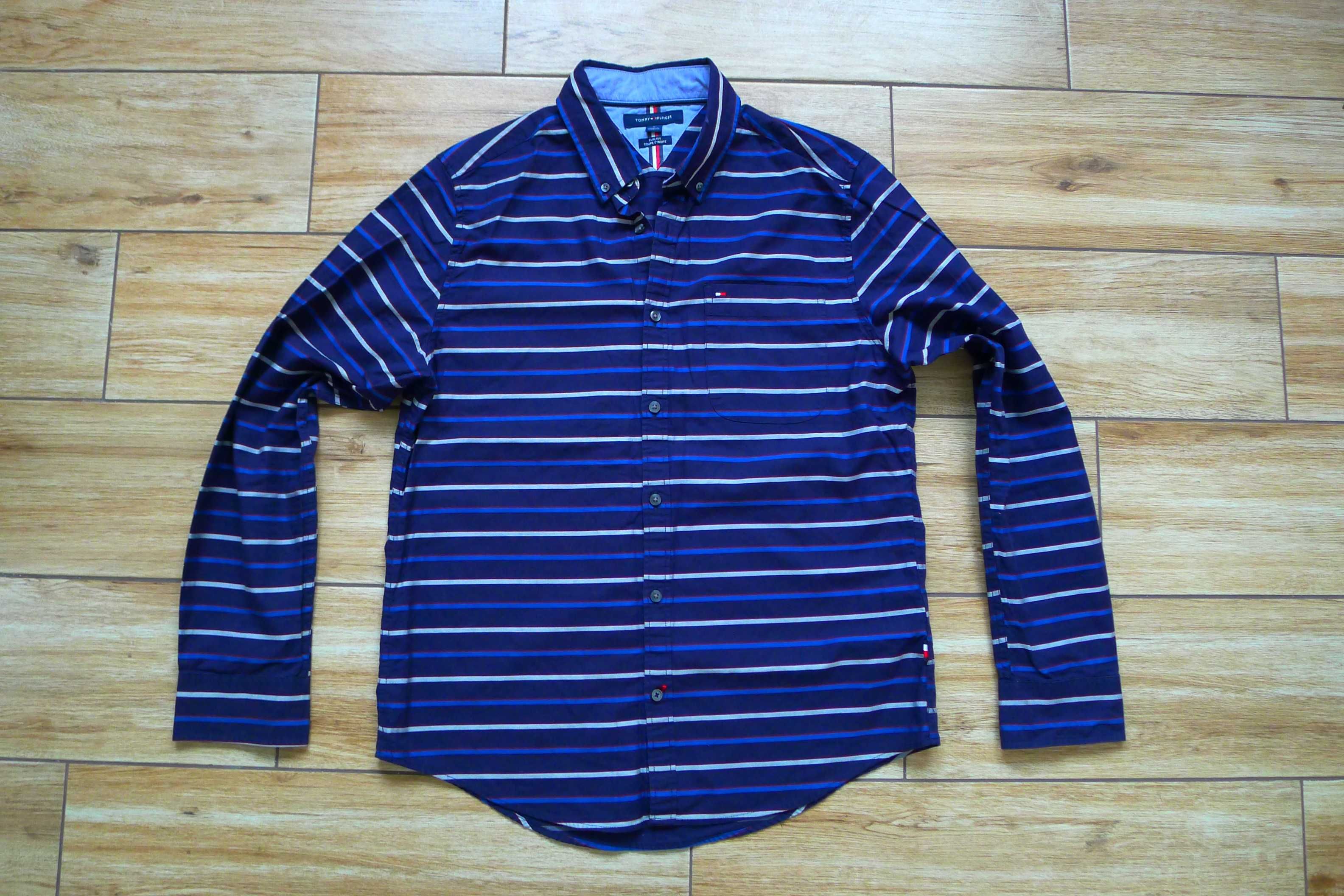 NOWA koszula TOMMY HILFIGER Slim Fit w paseczki r. M