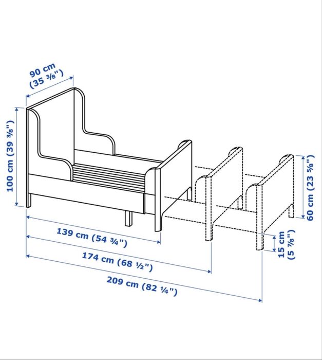 Lóżko do pokoju dziecięcego Ikea Busunge rośnie z dzieckiem białe