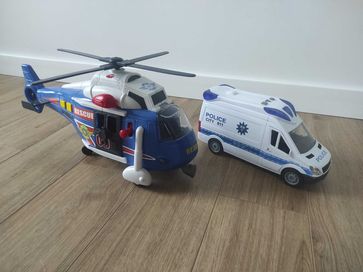 Zestaw ratunkowy: policja i helikopter
