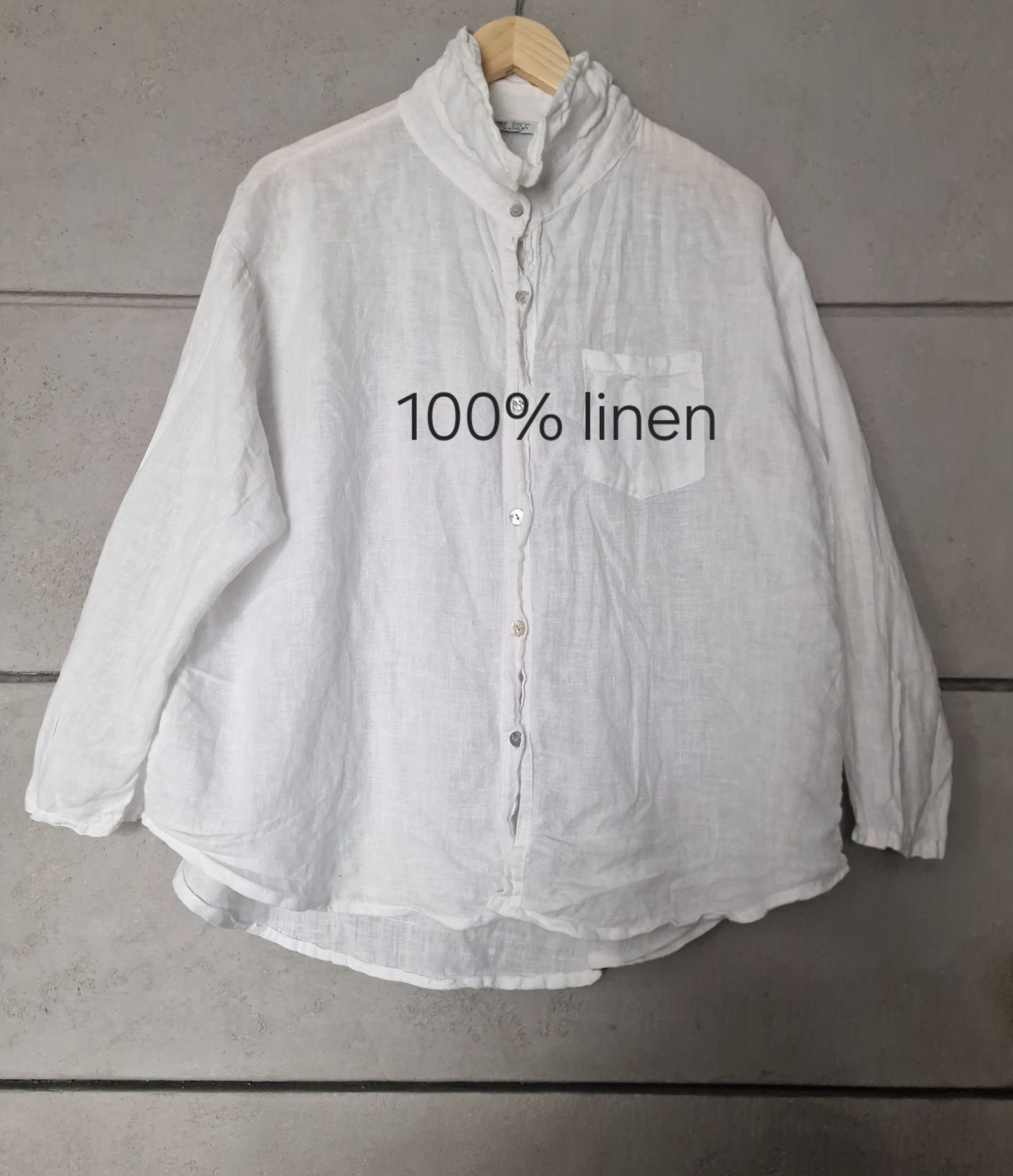 Koszula damska lniana 100% len biała made in italy