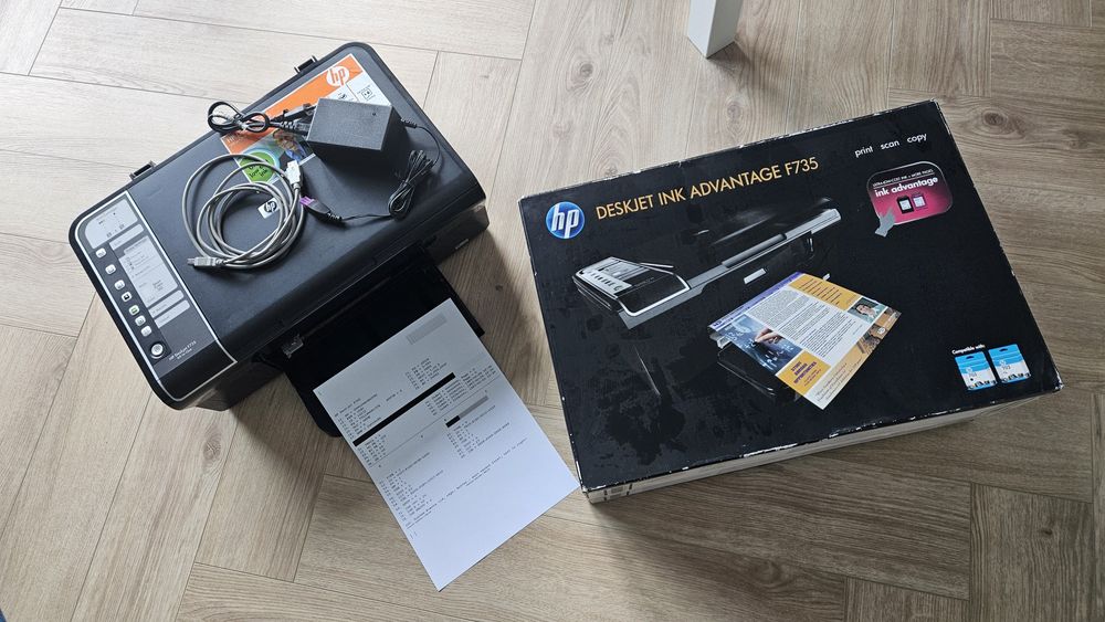 Drukarka atramentowa hp f735, komplet, sprawna