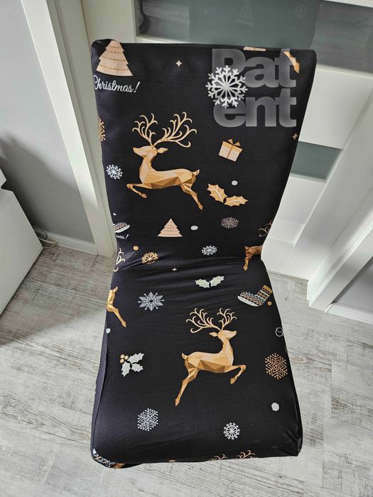 Świąteczne pokrowce na krzesła świąteczne 4 sztuki czarne święta