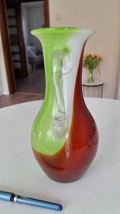 Wazon z uszami, trzy kolory, Huta Tarnowiec, unikat