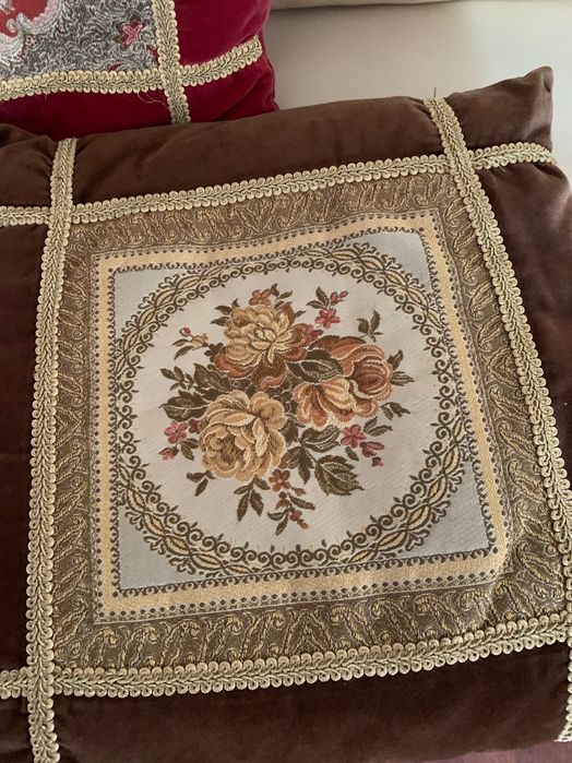 Conjunto 3 almofadas antigas veludo