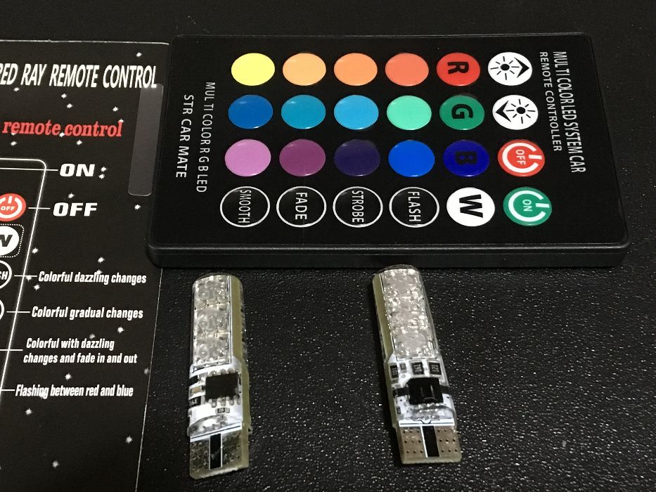 Led T10 w5w RGB C/ comando