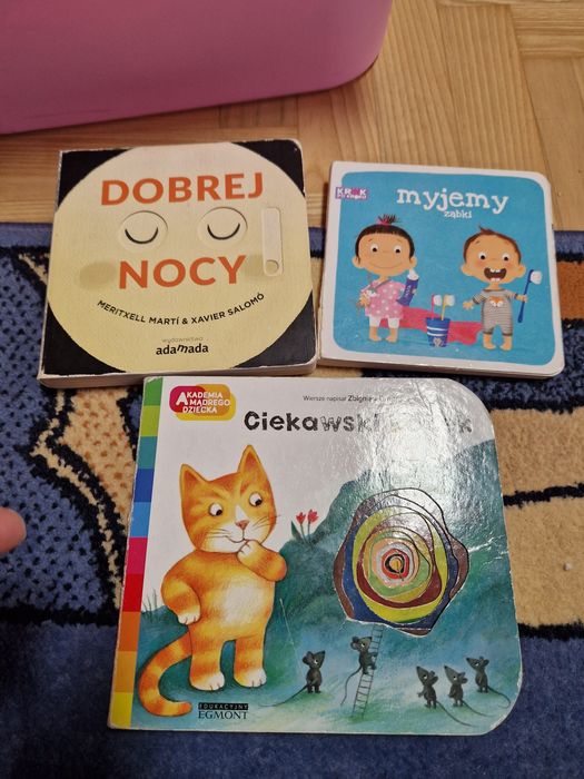 3 książeczki Dobrej nocy, myjemy ząbki,  ciekawski kotek