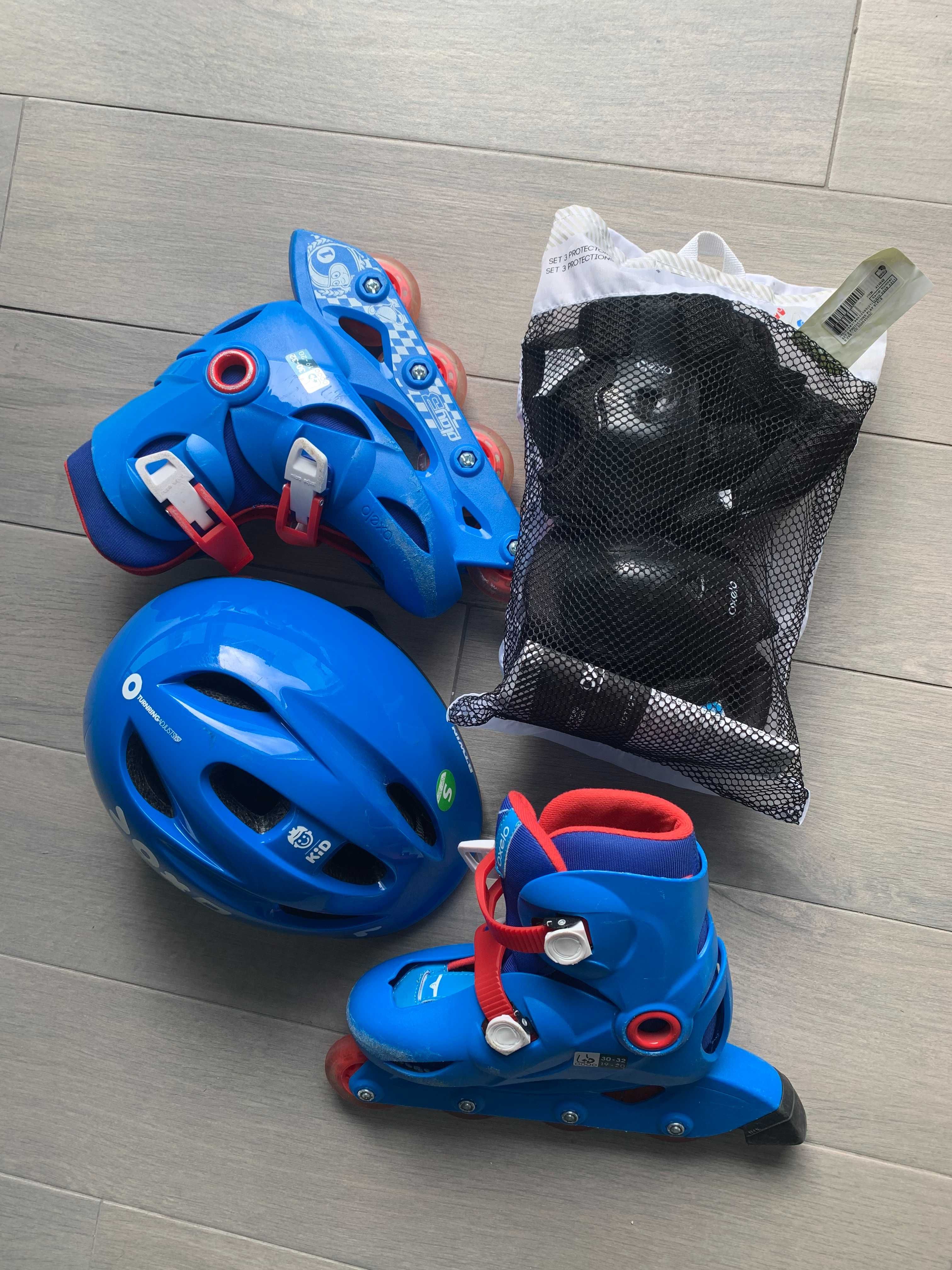 Patins + Proteções + Capacete