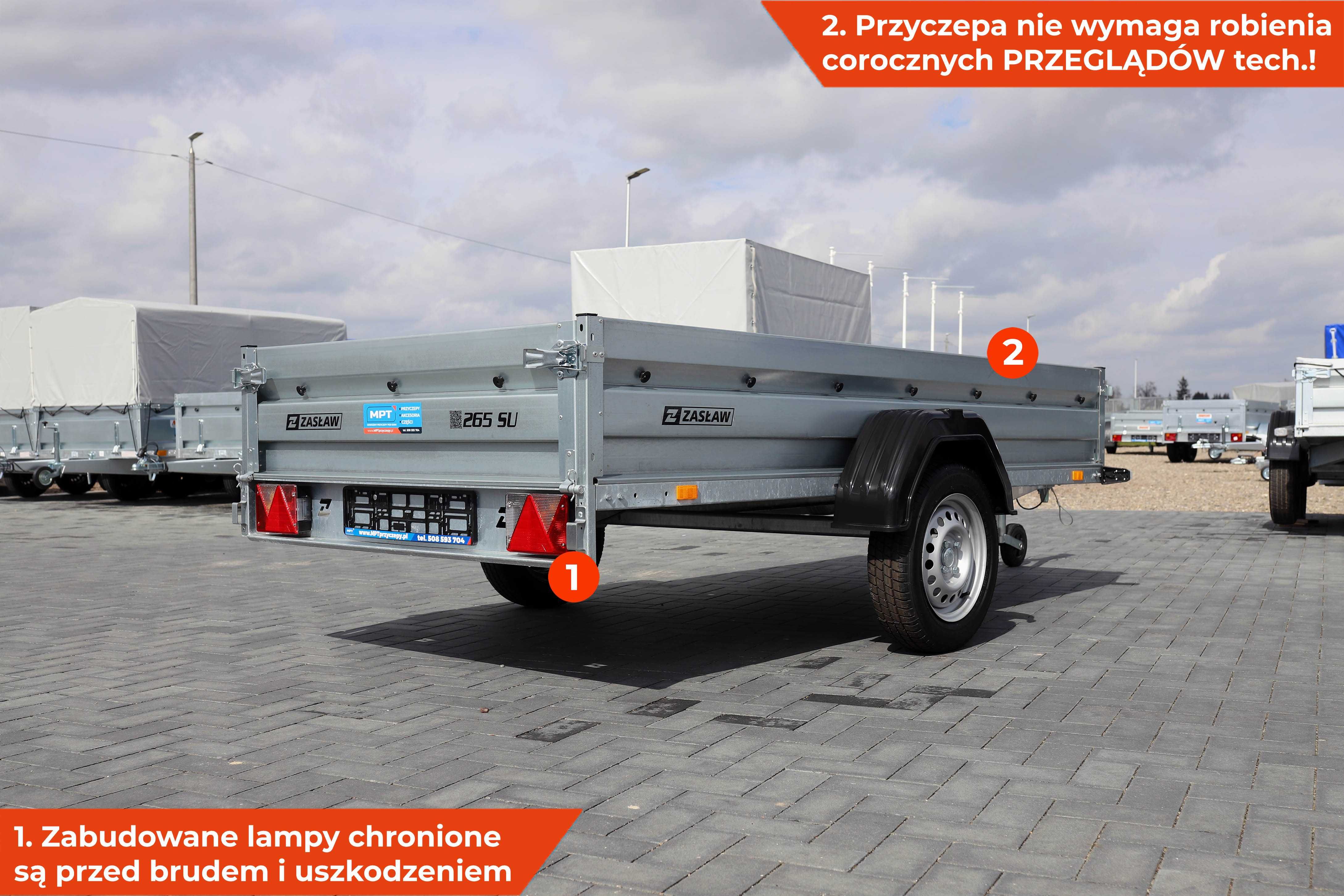 NOWA Przyczepka samochodowa ZASŁAW 265SU LED 265x132x35cm na B 750 kg