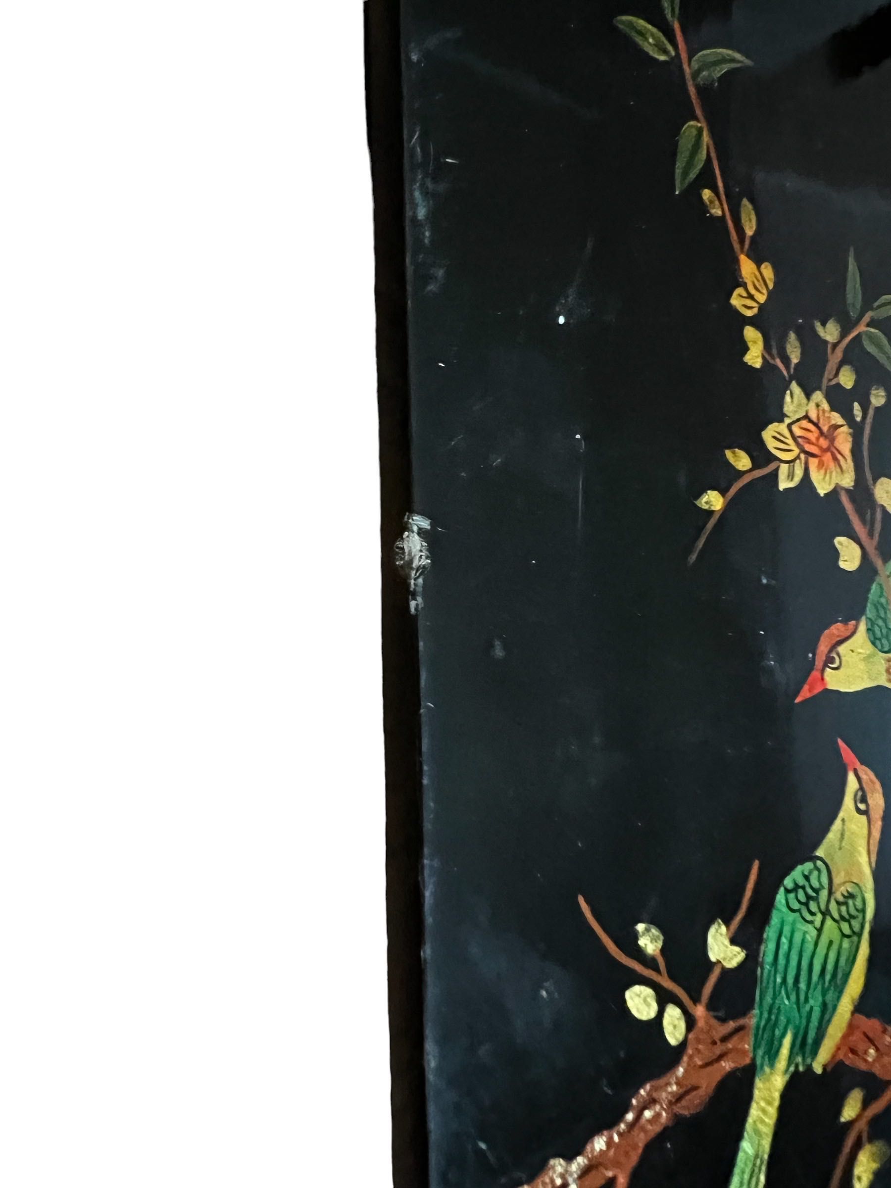 kolekcjonerski obrazek na desce w stylu azjatyckim vintage prl