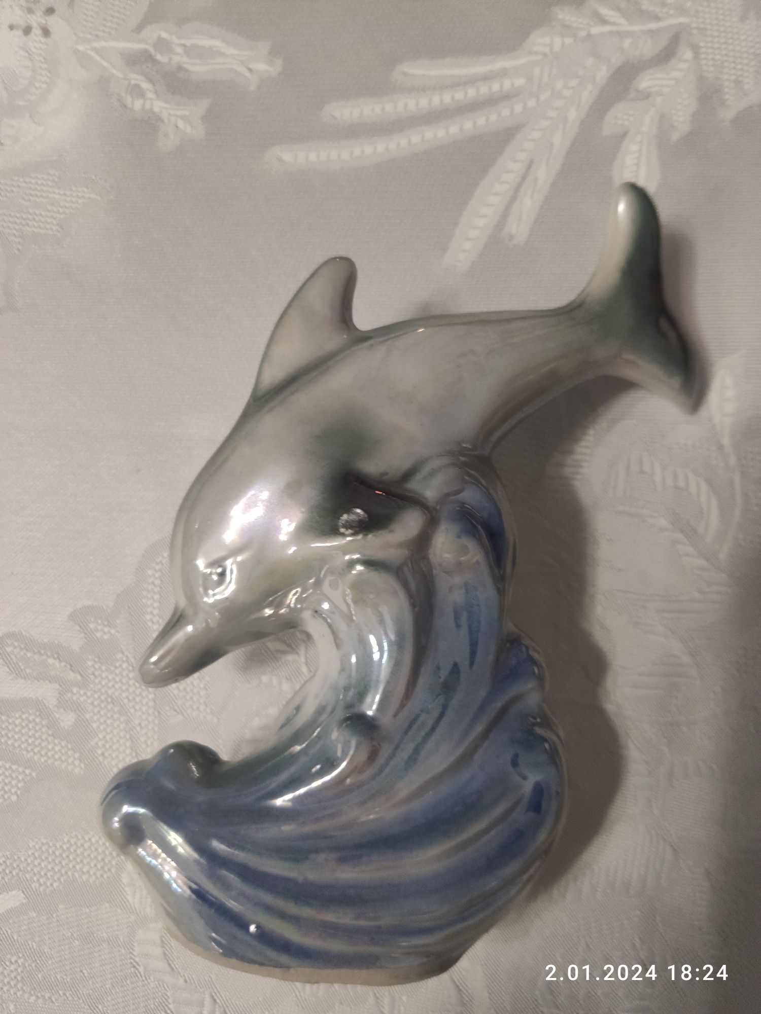 Figurka Delfin - porcelanowy