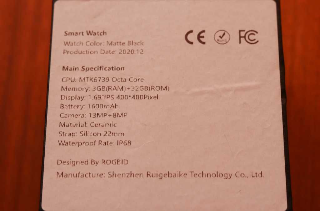 Smartwatch ROGBID Panda IP68 (Novo).