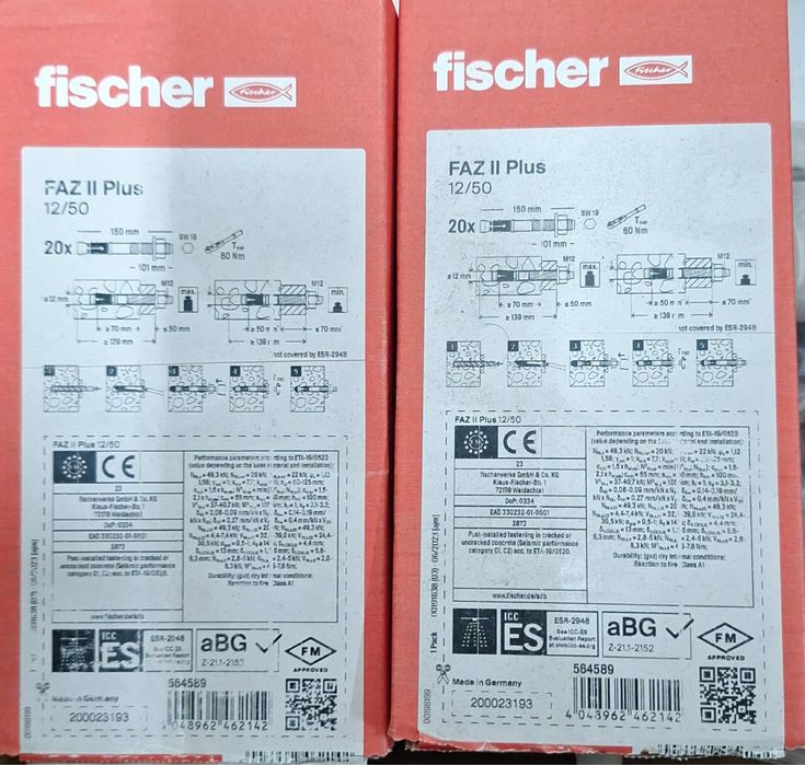 Kotwy kołkowe fischer FAZ II Plus 12/50