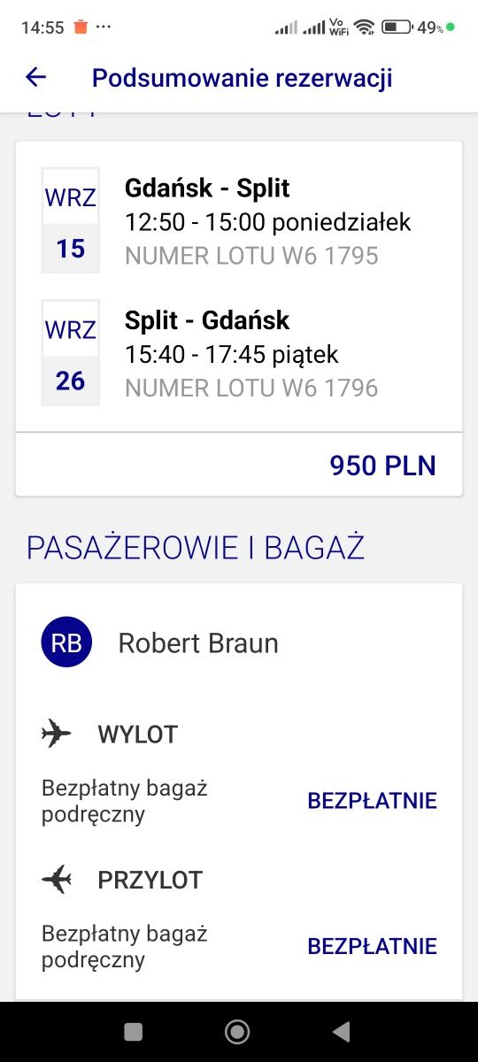 Bilety lotnicze Gdańsk -Split i z powrotem
