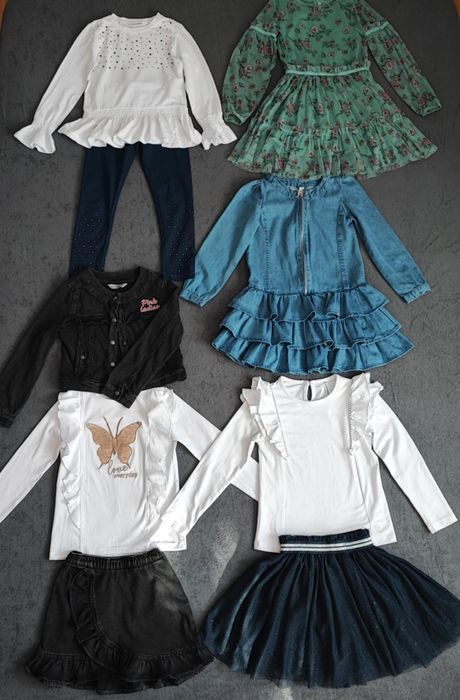 Zestaw ubrań dla dziewczynki + kurtka + akcesoria roz.116