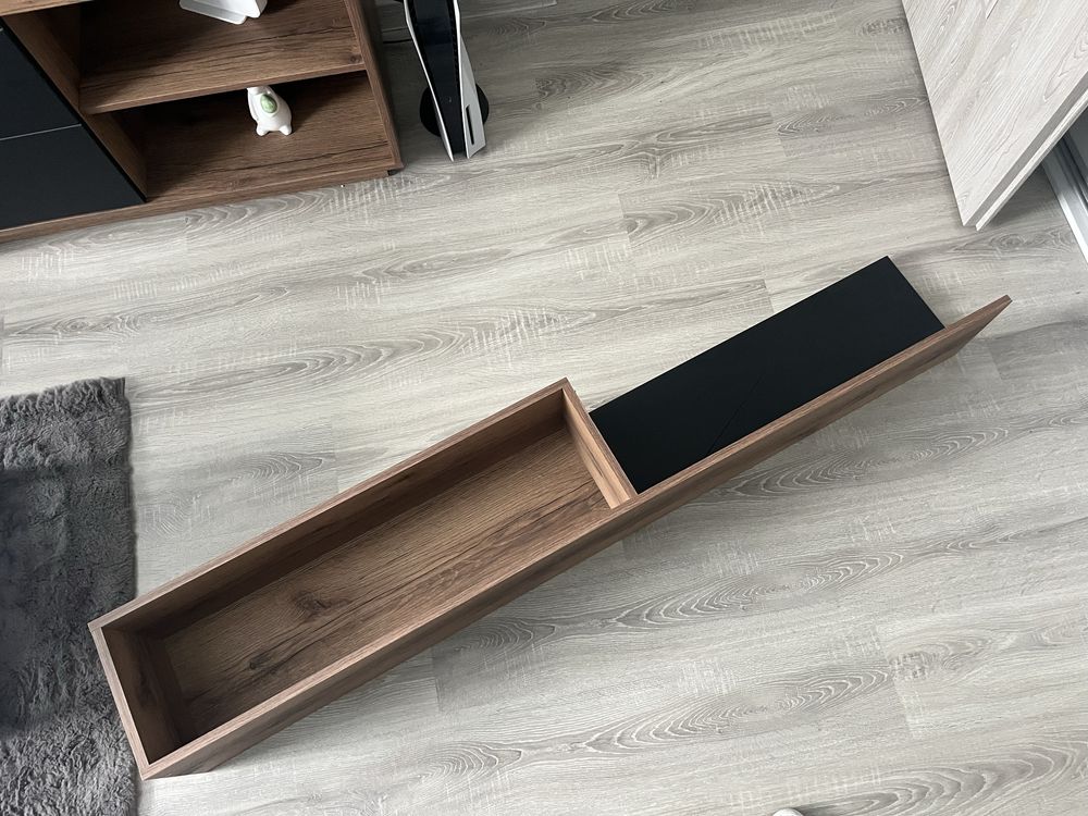 Półka ścienna Forn 156 cm dąb delano ciemny/czarny